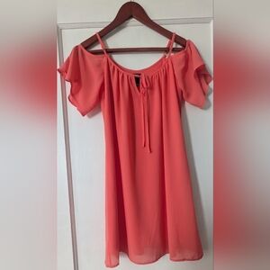 New, Forever 21 Coral Off-the-shoulder Lined Dress W/Adjustable Straps. Sz Small
